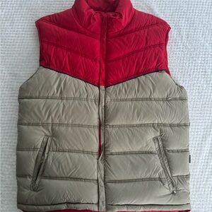 Stylish Red and Tan Puffer Vest